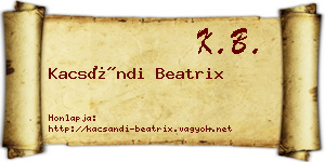 Kacsándi Beatrix névjegykártya